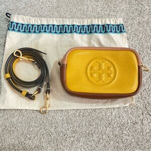 Tory Burch Mustard and Tan Crossbody Bag